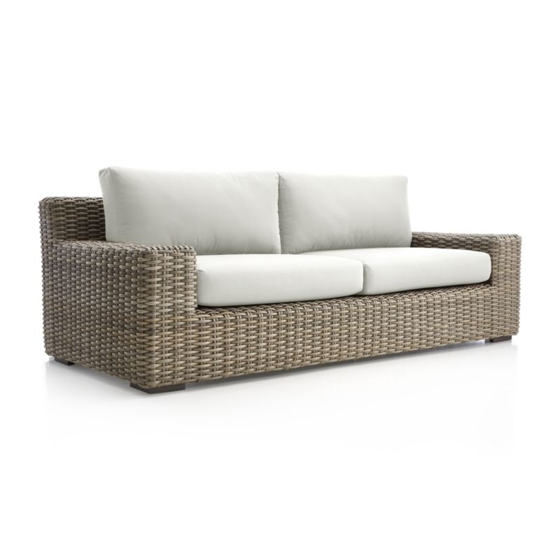 Abaco Resin Wicker Outdoor Sofa with White Sand Sunbrella Â® Cushions - Image 2