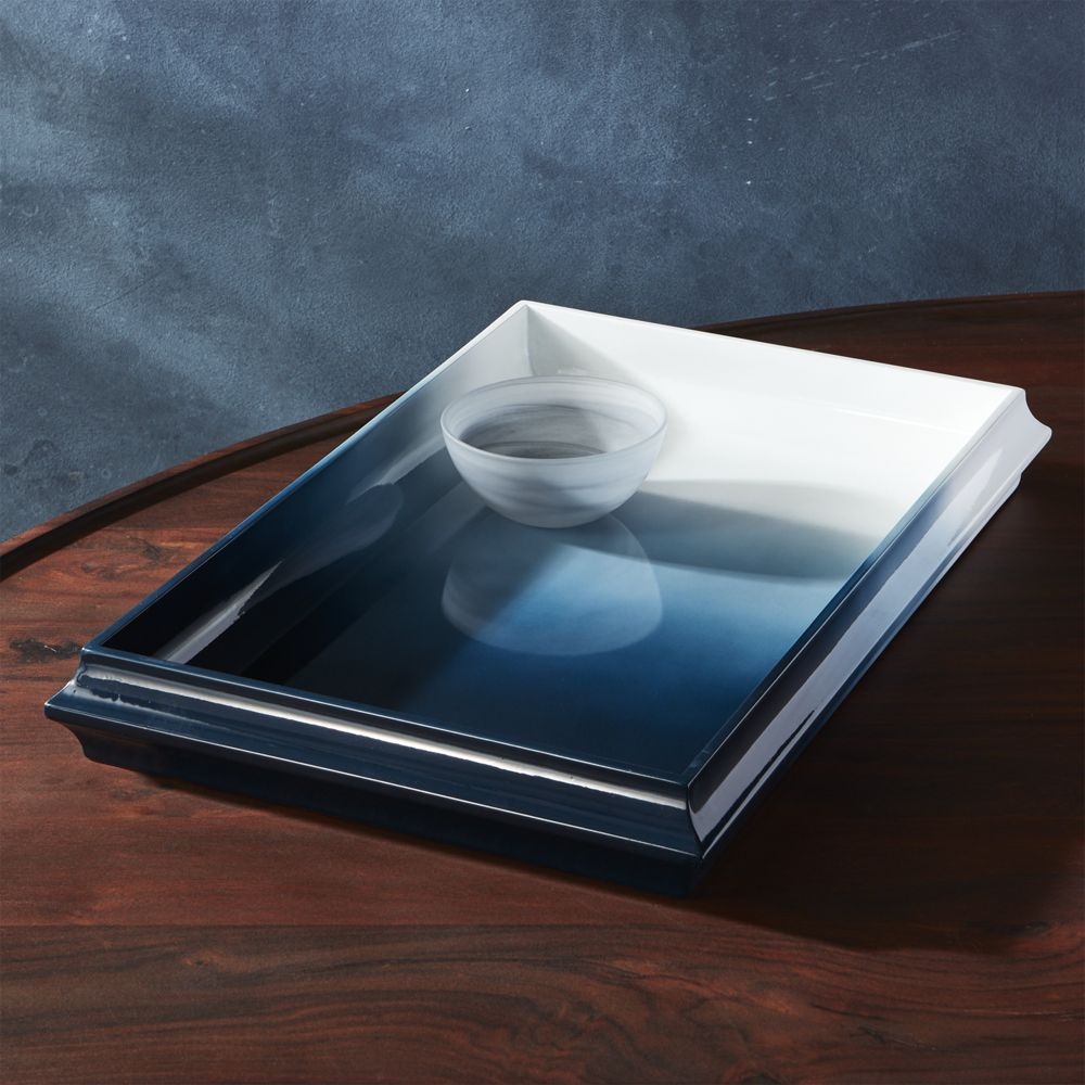 fedo ombre blue lacquer tray - Image 1