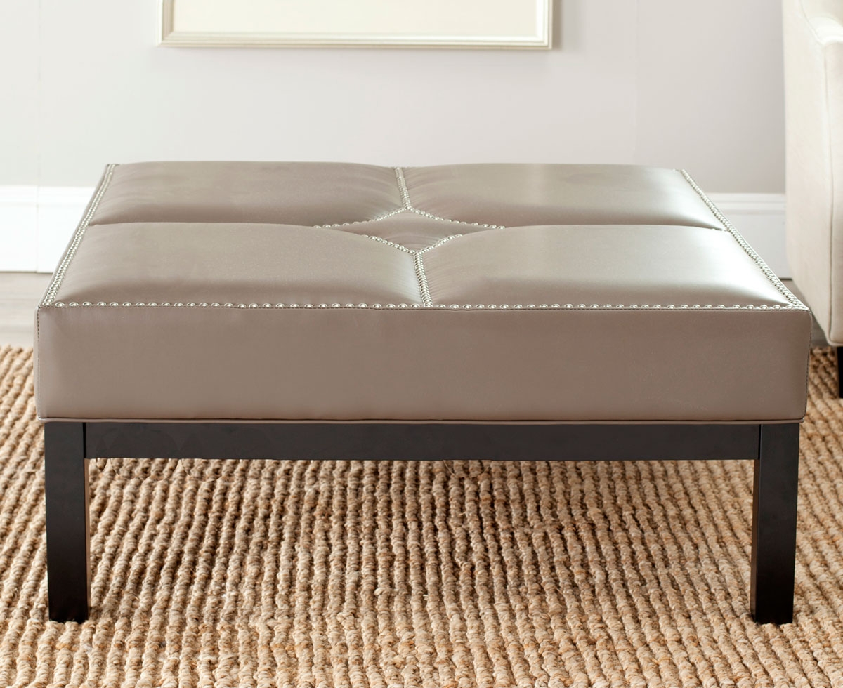 Terrence Cocktail Ottoman - Silver Nail Heads - Clay/Black - Arlo Home - Image 2