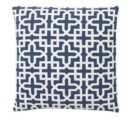 Holt Trellis Jacquard Pillow Cover, 24", Blue - Image 1