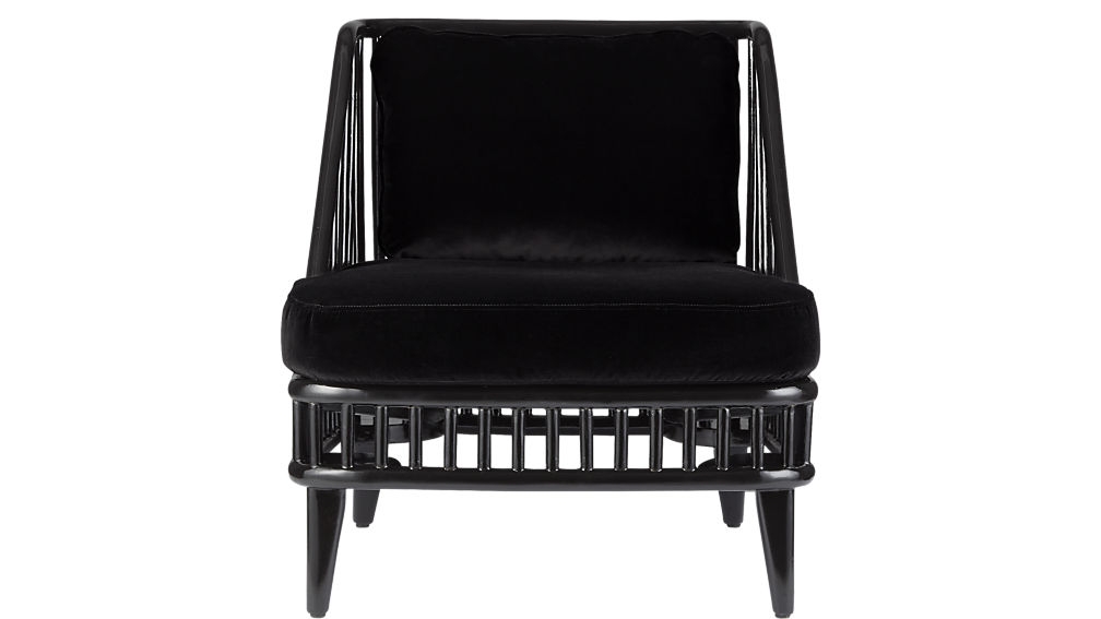 Kaya Black Rattan Chair with Velvet Cushions - Image 1