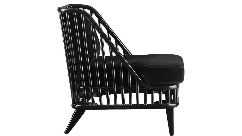 Kaya Black Rattan Chair with Velvet Cushions - Image 2