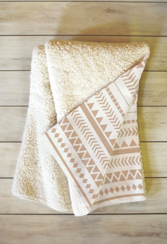 TAN AZTEC Fleece throw blanket - Image 1