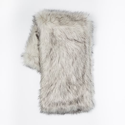 Faux Fur Throw  Brushed Tip / Platinum - Image 0