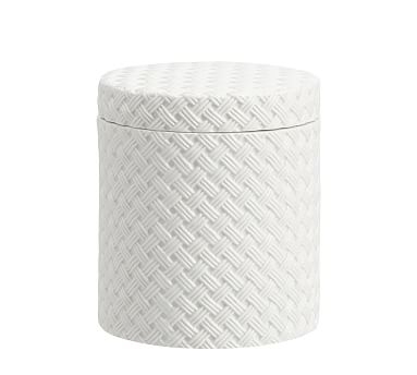 Porcelain Basketweave Accessories, Large Canister, White - Image 0