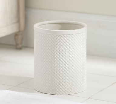 Porcelain Basketweave Accessories, Large Canister, White - Image 1