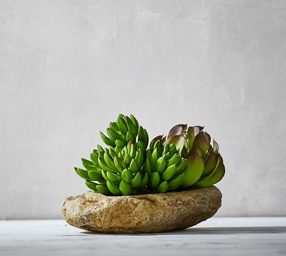 Faux Succulent & Stone Arrangement - Image 0