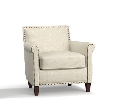 SoMa Roscoe Upholstered Armchair, Polyester Wrapped Cushions, Basketweave Slub Oatmeal - Image 0