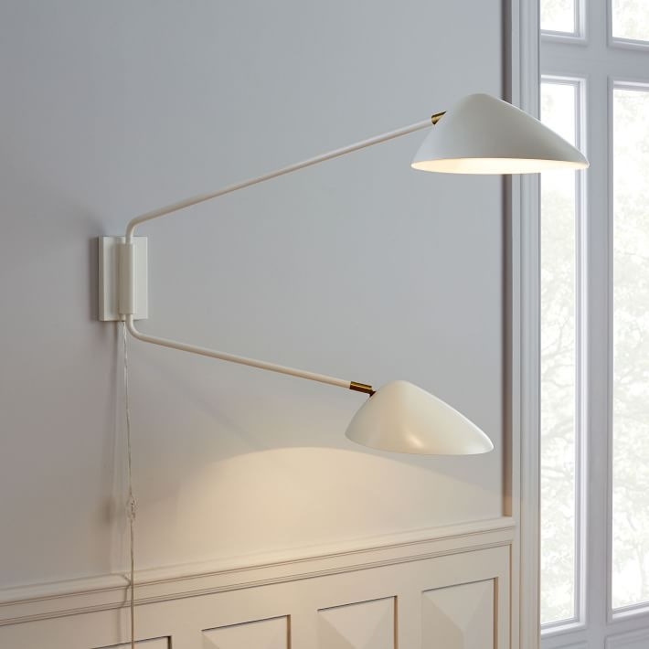 Curvilinear Mid-Century Sconce - Double (White) - Image 0