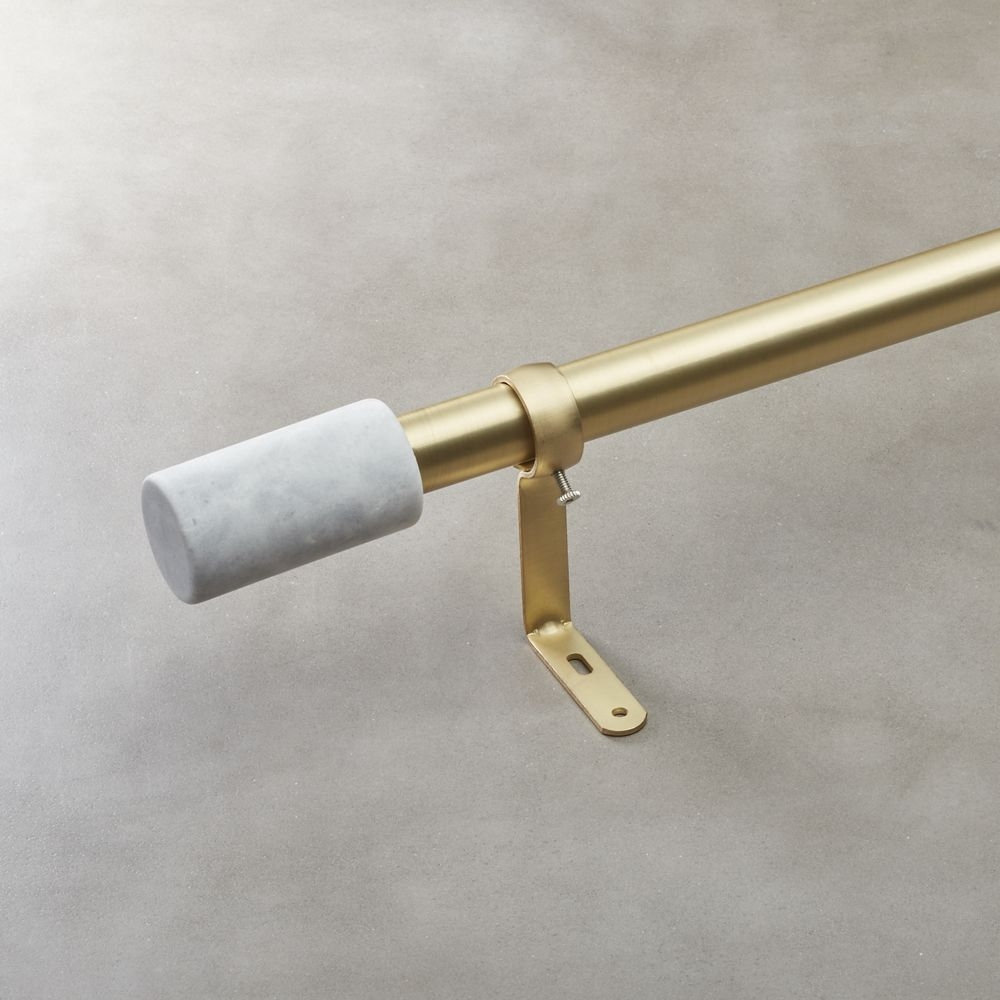"Brass with White Marble Curtain Rod Set 88-120""x1""dia." - Image 0