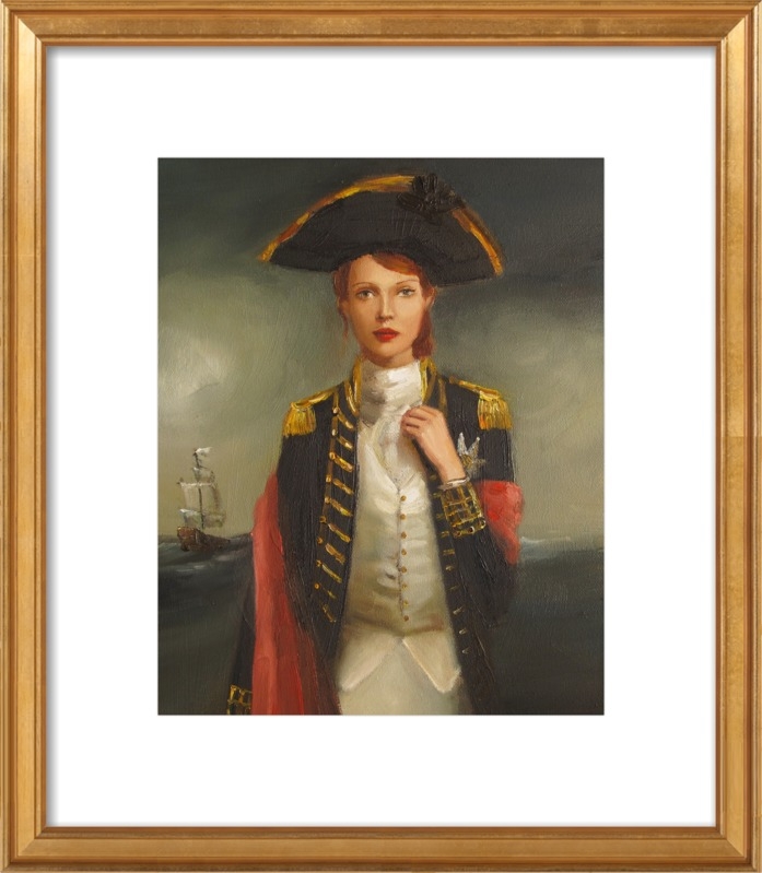 Her Face Launched a Thousand Ships -  14 x 17 - Gold Leaf Wood Frame with white border - Image 0