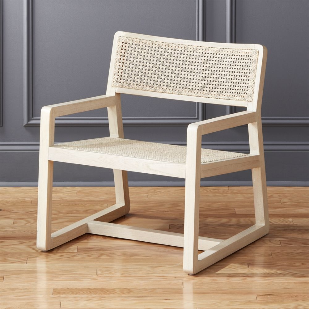 Makan White Wood and Wicker Lounge Chair - Image 0