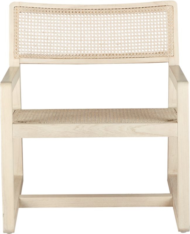 Makan White Wood and Wicker Lounge Chair - Image 3