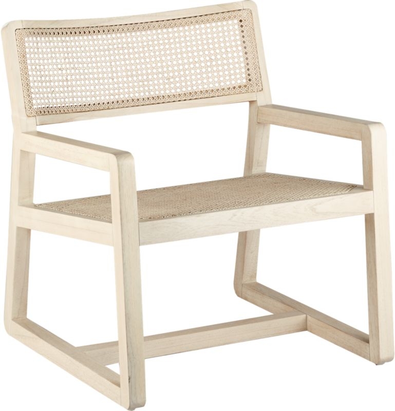Makan White Wood and Wicker Lounge Chair - Image 4