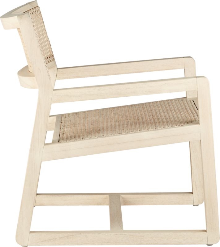 Makan White Wood and Wicker Lounge Chair - Image 5