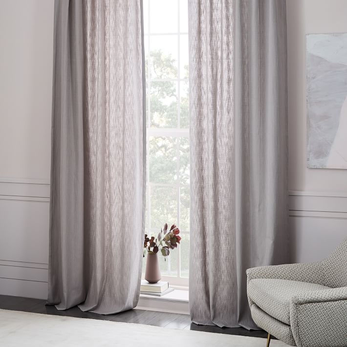 Textured Cotton Jacquard Curtain - Platinum - 96" - Image 0