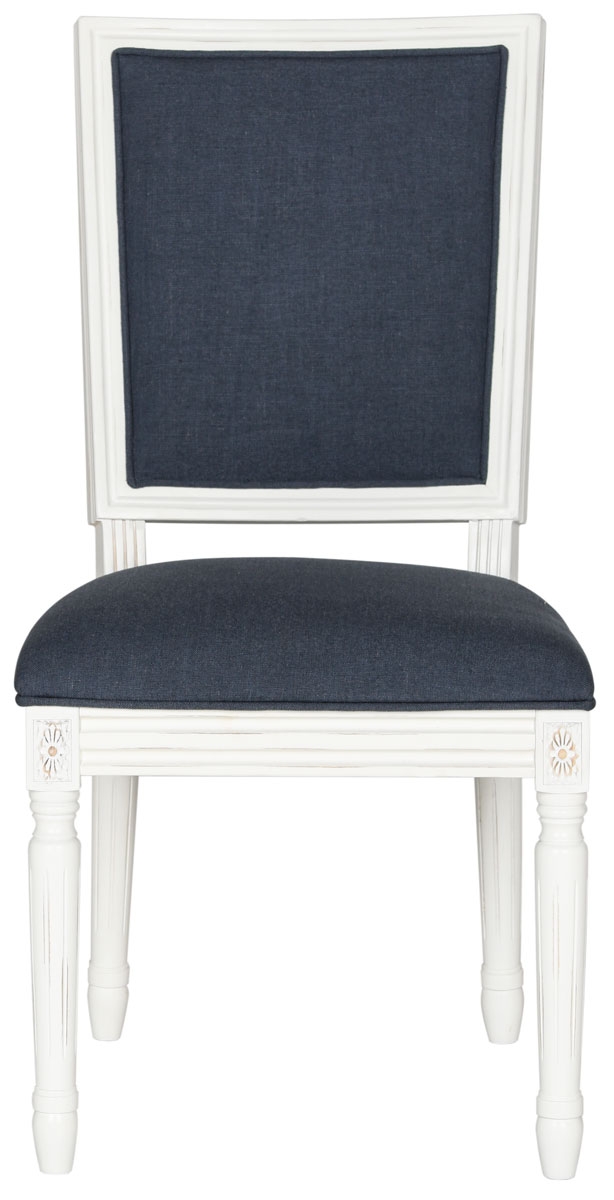 Buchanan 19''H French Brasserie Linen Rect Side Chair (Set of 2) - Navy/Cream - Arlo Home - Image 1