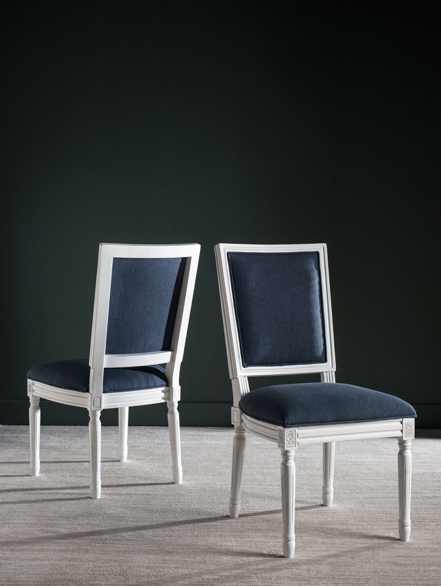 Buchanan 19''H French Brasserie Linen Rect Side Chair (Set of 2) - Navy/Cream - Arlo Home - Image 4
