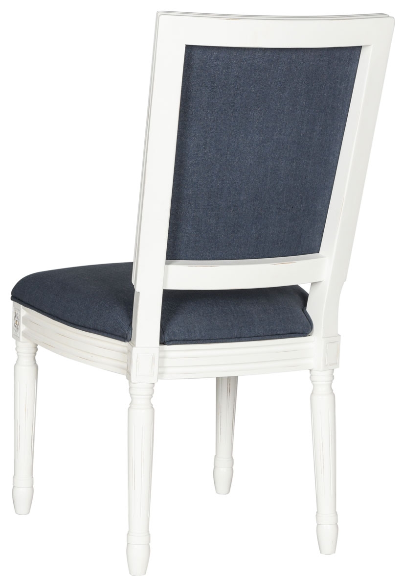 Buchanan 19''H French Brasserie Linen Rect Side Chair (Set of 2) - Navy/Cream - Arlo Home - Image 6
