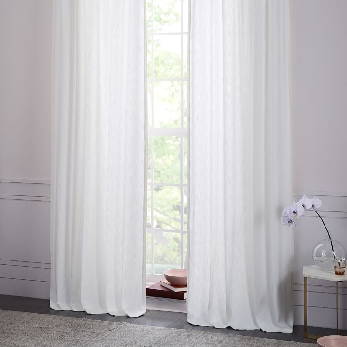 CottonTextured  Jacquard Curtain - Stone White - 96" - Image 0