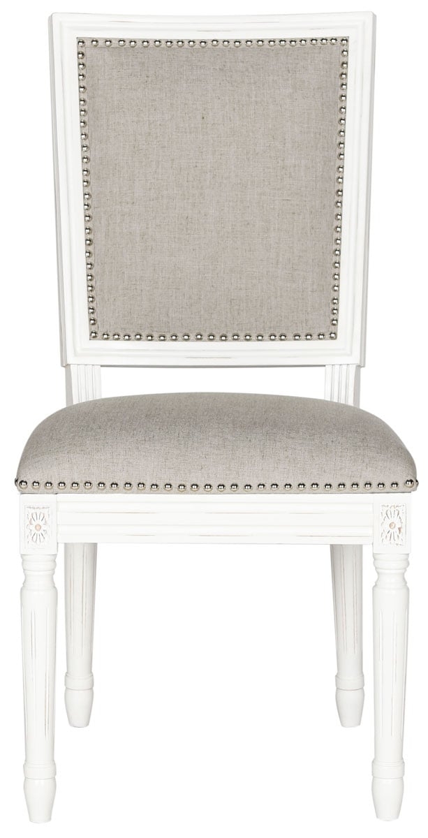 Buchanan 19''H French Brasserie Linen Rect Side Chair (Set of 2) - Silver Nail Heads - Light Grey/Cream - Arlo Home - Image 0