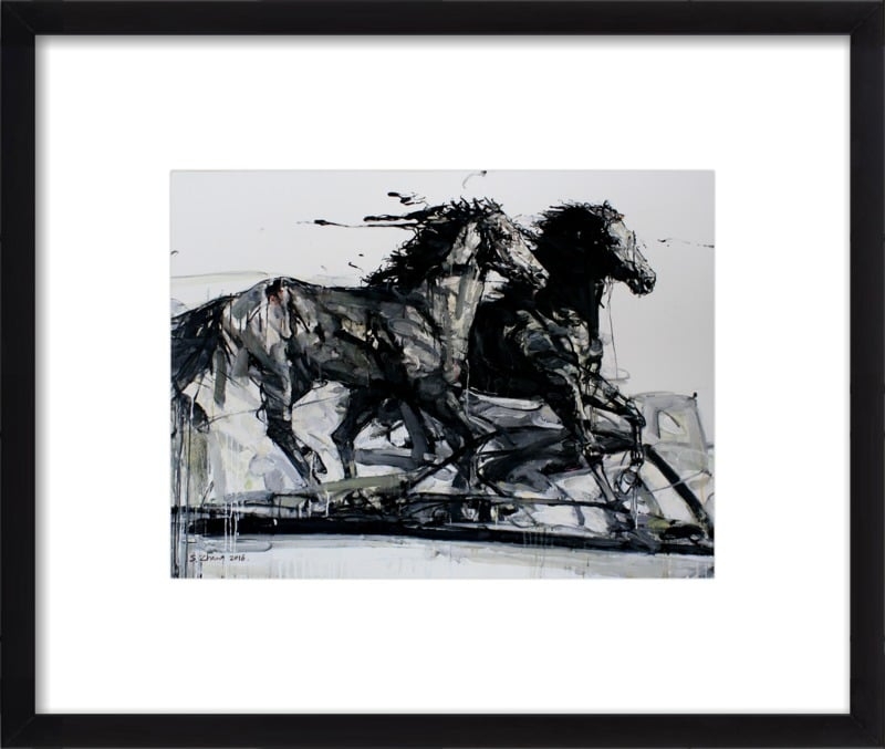 Black Stallions - 23x19" - Black Wood Frame with Matte - Image 0