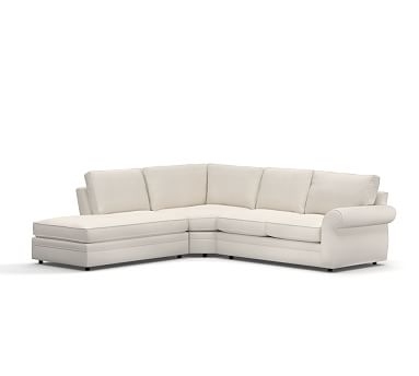 Pearce Roll Arm Upholstered Left 3-Piece Bumper Wedge Sectional, Down Blend Wrapped Cushions, Heathered Twill Stone - Image 1
