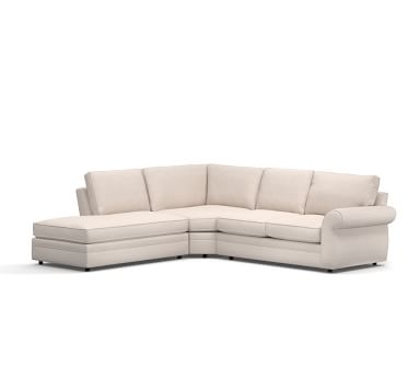 Pearce Roll Arm Upholstered Left 3-Piece Bumper Wedge Sectional, Down Blend Wrapped Cushions, Heathered Twill Stone - Image 2