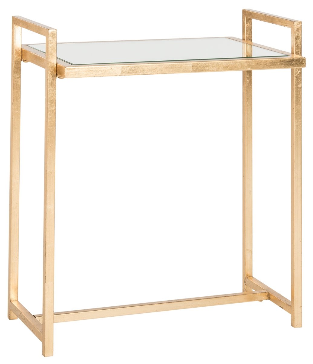 RENLY MIRROR TOP GOLD LEAF END TABLE - Image 0