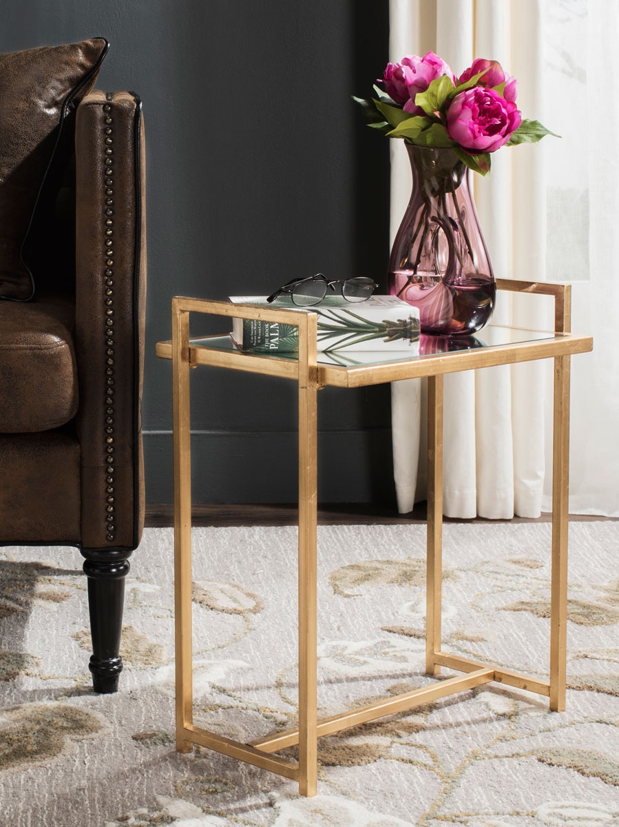 RENLY MIRROR TOP GOLD LEAF END TABLE - Image 1