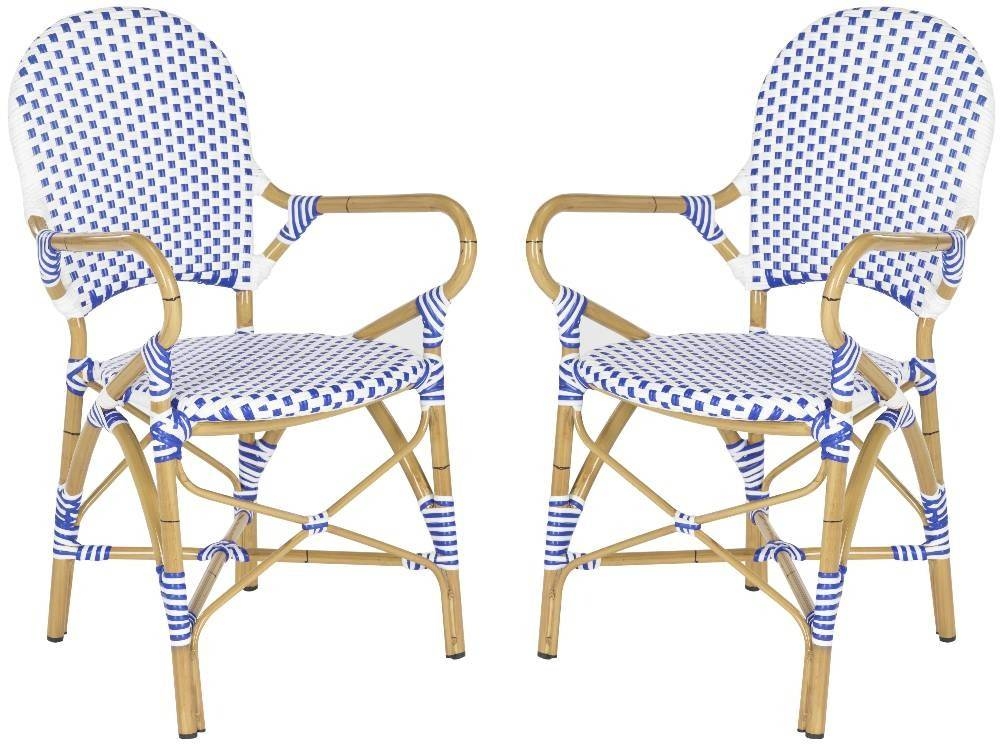 Hooper Indoor-Outdoor Stacking Armchair - Blue/White - Arlo Home - Image 0