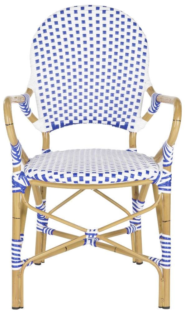 Hooper Indoor-Outdoor Stacking Armchair - Blue/White - Arlo Home - Image 1
