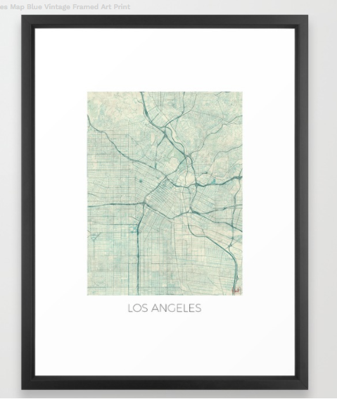 Los Angeles Map Blue Vintage by City Art Posters - Image 0