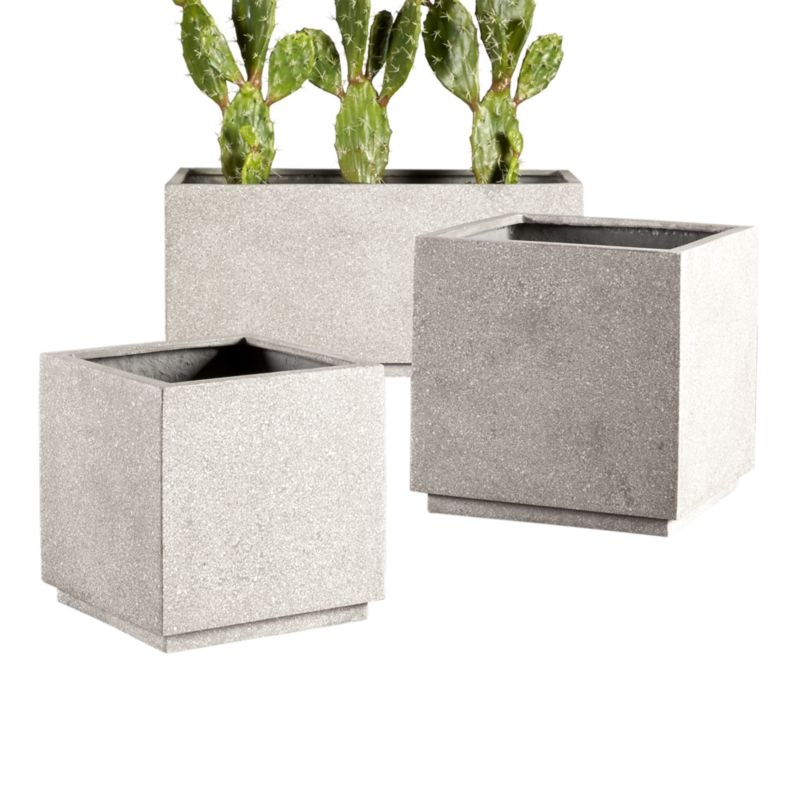 Playa Square Grey Stone Indoor/Outdoor Planter Large - Image 5