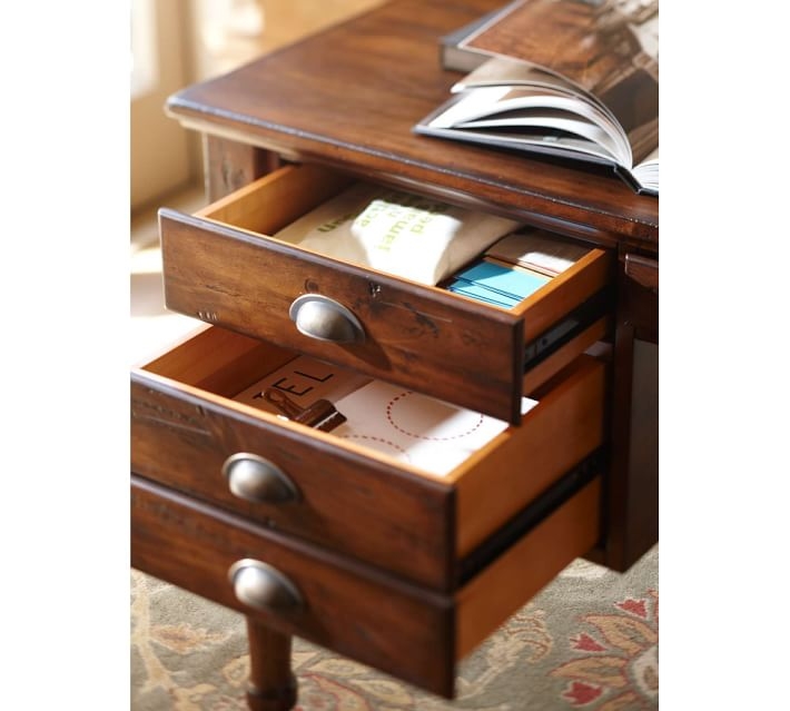 Printer's 64" Keyhole Desk with Drawers, Tuscan Chestnut - Image 1