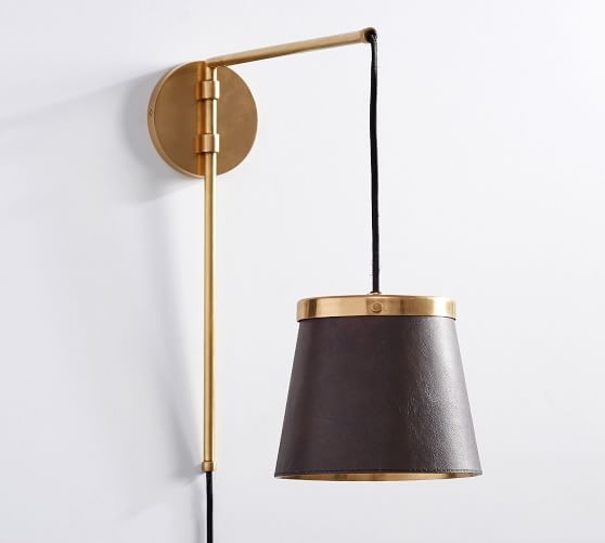 THE EMILY & MERITT LEATHER SCONCE, LEATHER/BRASS - Image 0