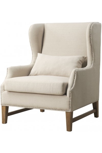 Daphne Beige Linen Wing Chair - Image 4