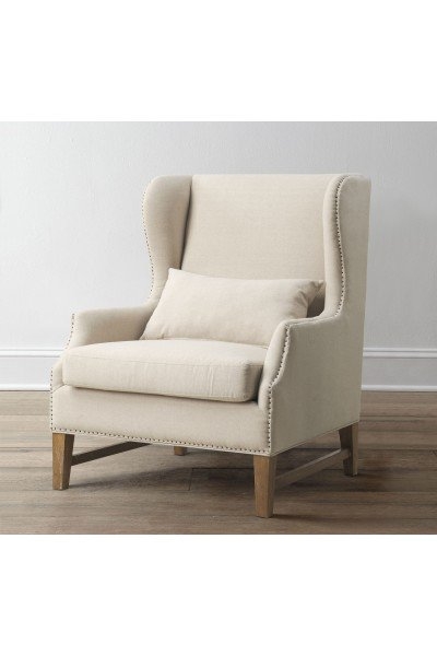 Daphne Beige Linen Wing Chair - Image 0