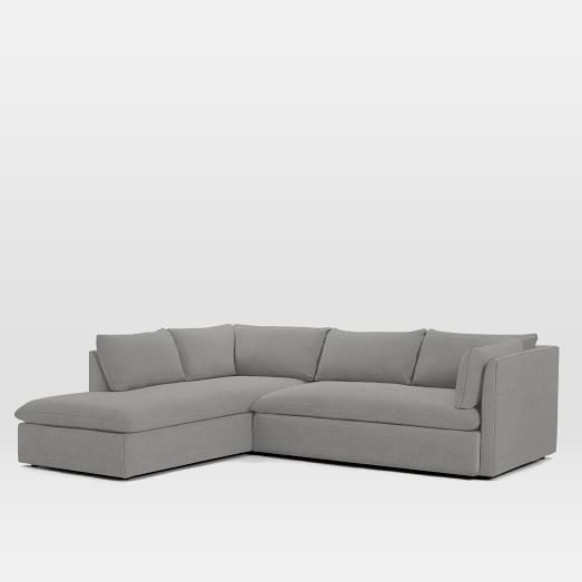 Shelter 2-Piece Terminal Chaise Sectional - Left Chaise - Marled Microfiber - CHENILLE TWEED, FEATHER GRAY - Image 0