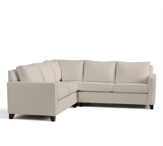 CAMERON SQUARE ARM UPHOLSTERED 3-PIECE L-SHAPED SECTIONAL WITH CORNER - Sunbrella Performance Sahara Weave Oatmeal - Image 0