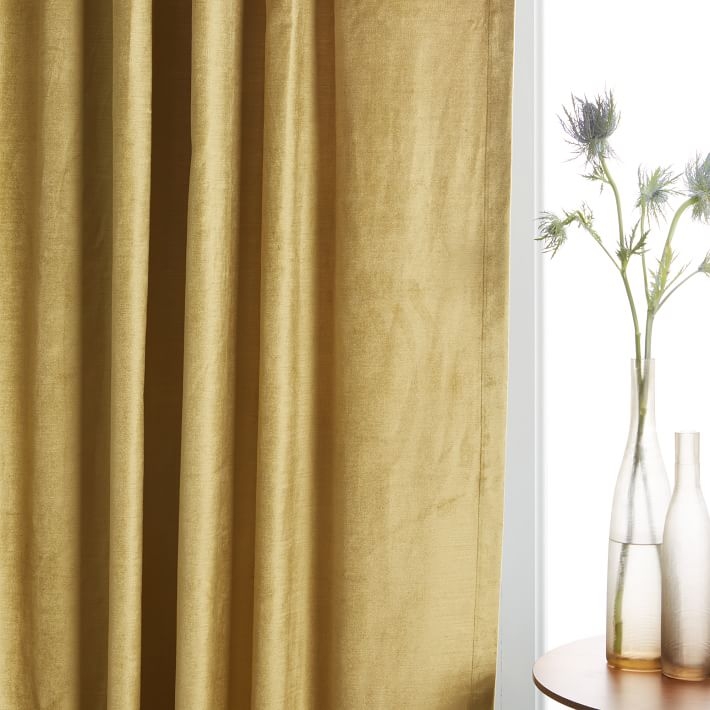 Cotton Luster Velvet Curtain, Wasabi 48"x96"-individual - Image 3