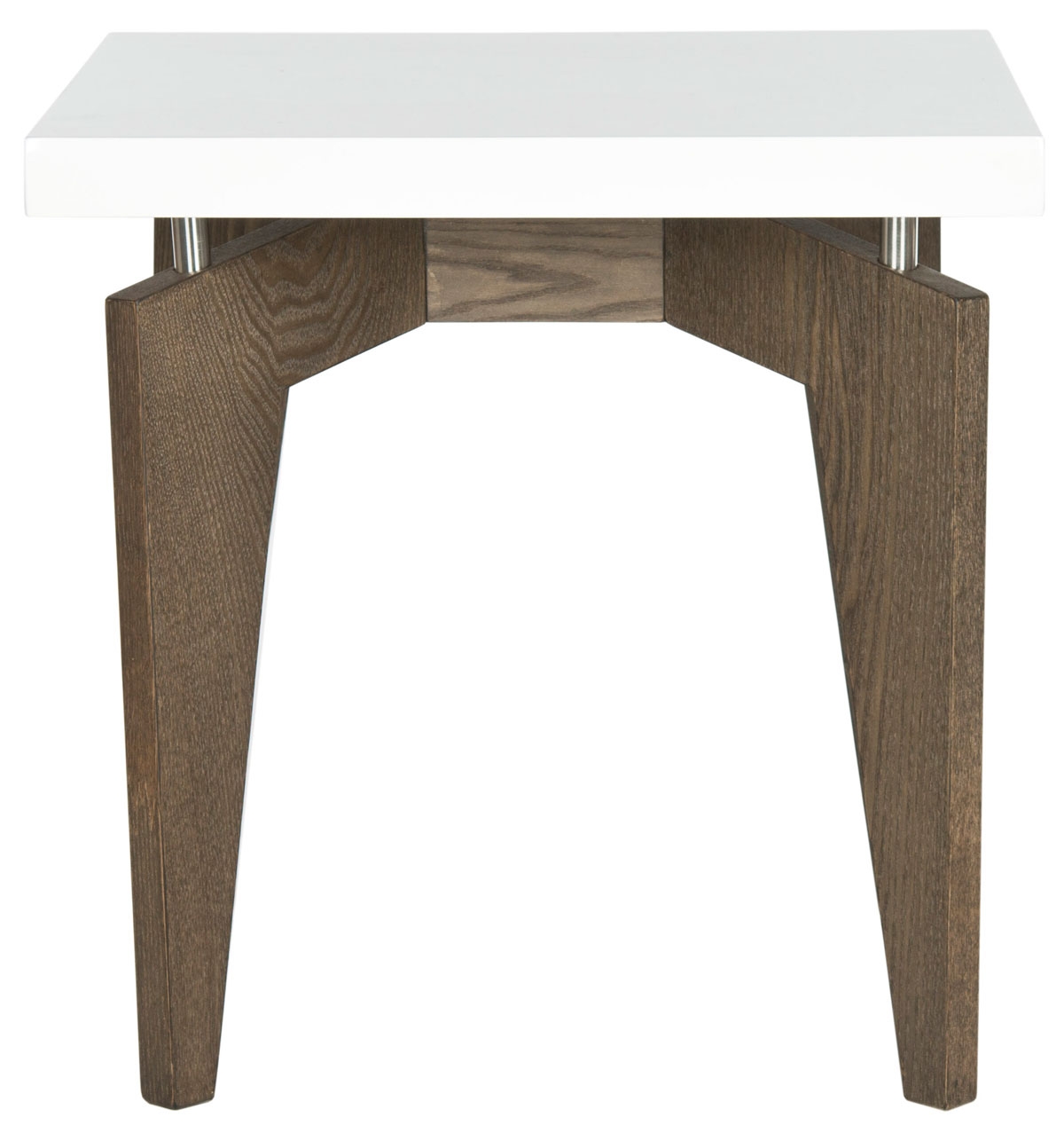 Josef Retro Lacquer Floating Top Lacquer End Table - White/Dark Brown - Arlo Home - Image 2