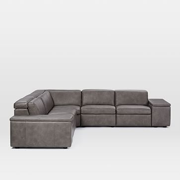Enzo Reclining 5-Seater Sectional Set 5, with Storage Leather Arms - Image 1