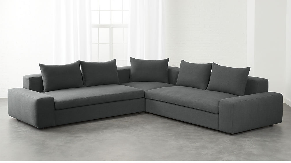 arlo 3-piece iron grey wide arm sectional sofa - Image 0