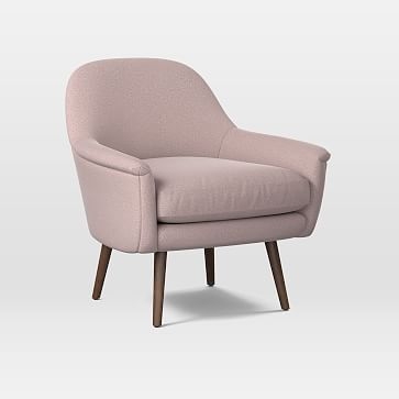 Phoebe Mid-Century Chair, Astor Velvet, Dusty Blush, Brass - Image 1