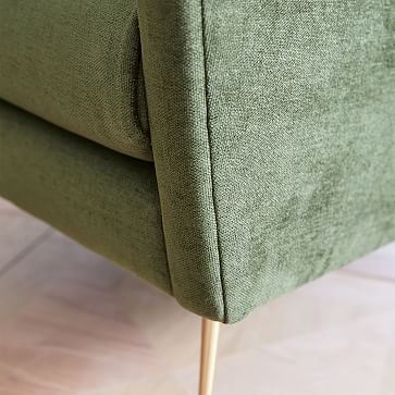 Carlo Mid-Century Chair, Astor Velvet, Evergreen, Brass - Image 2