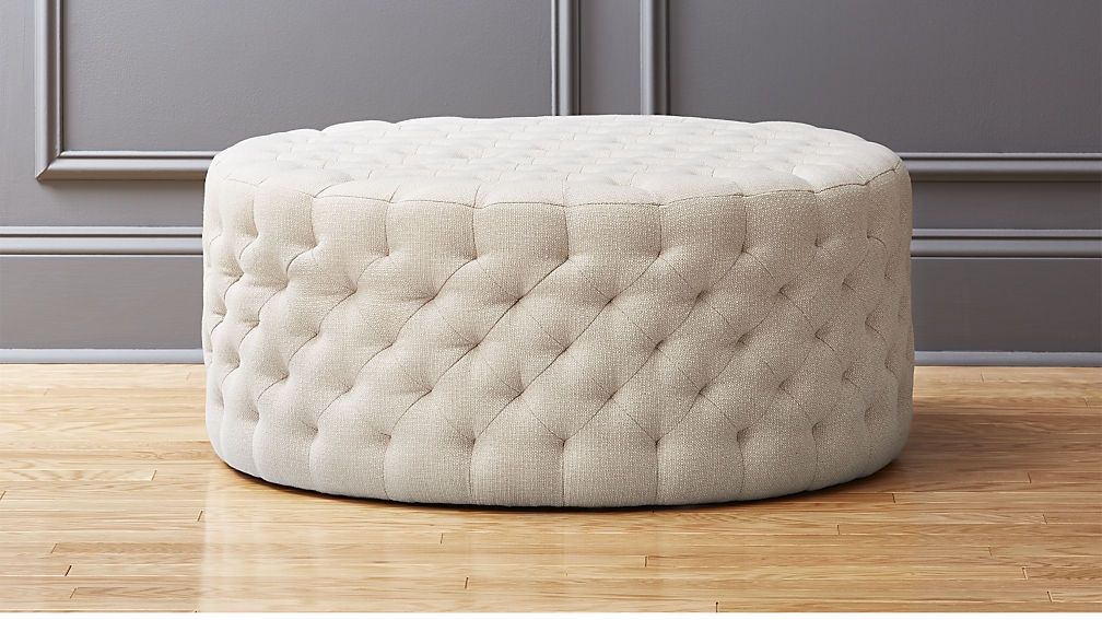 tufted natural ottoman - Image 0