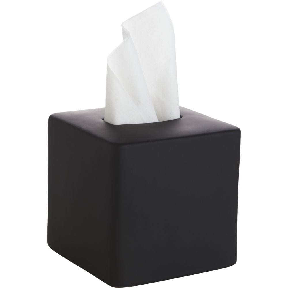 Rubber-Coated Black Tissue Box Cover - Image 0