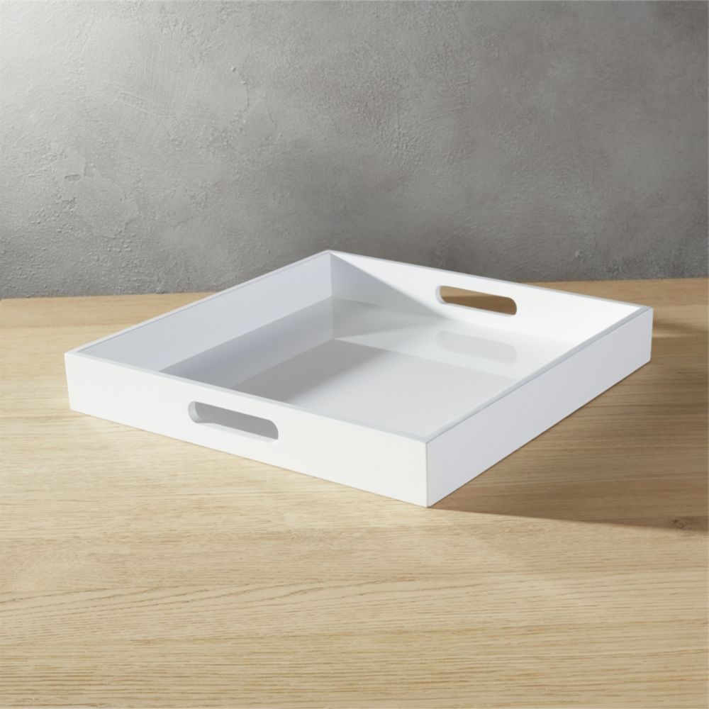 high-gloss square white tray - Image 0