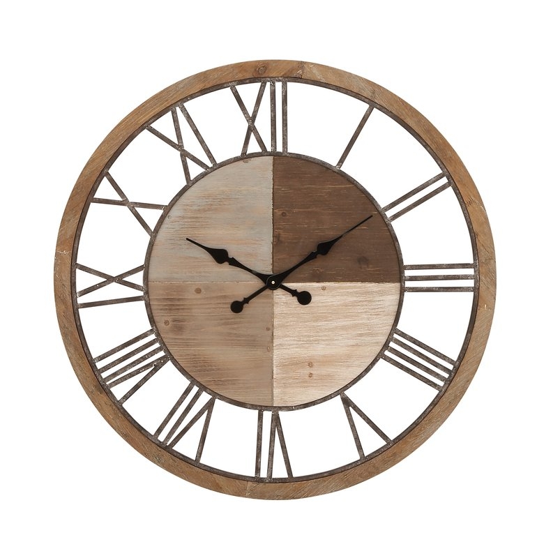 Oversized Wood and Metal 36" Wall Clock - Image 0